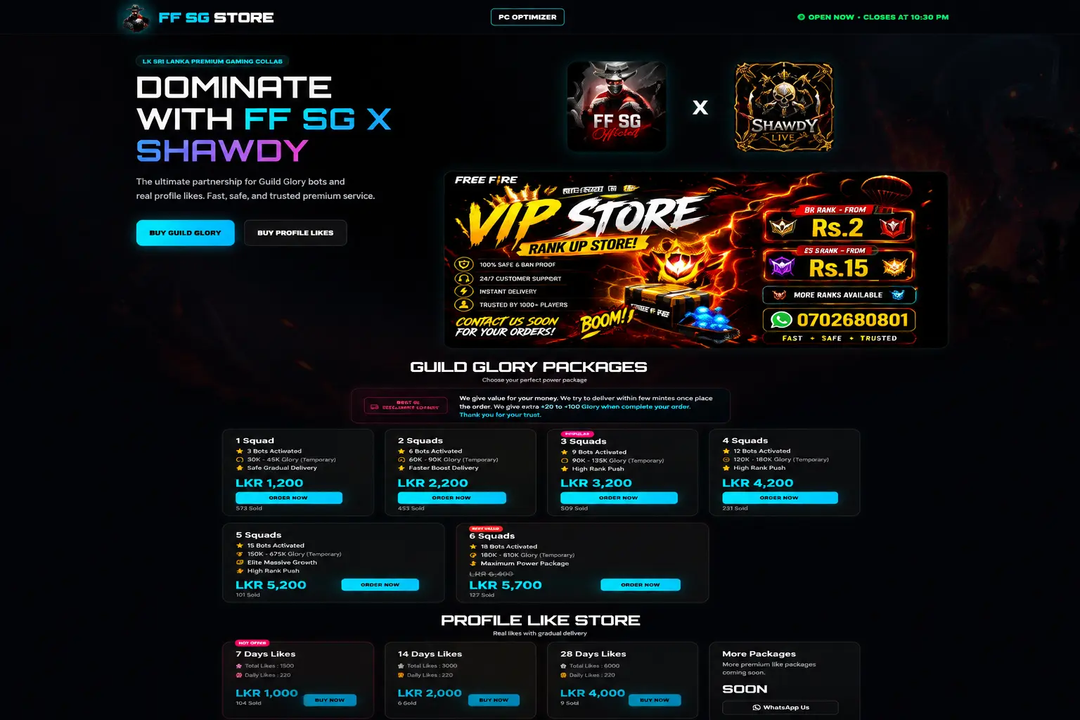 FF SG Store website project by APEX WEB Studio